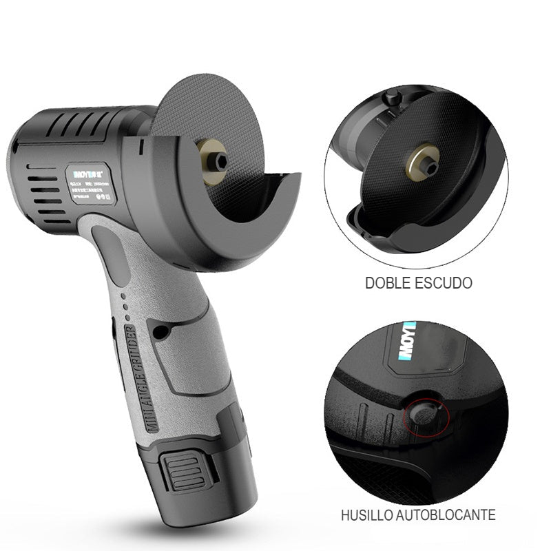 Mini amoladora angular de 12 V con disco de corte