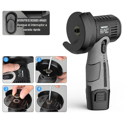 Mini amoladora angular de 12 V con disco de corte